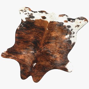 Cowhide Rug Light Brown and White Fur 3D model