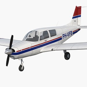 Private Aircraft Piper PA-28 Cherokee Rigged 3D Model