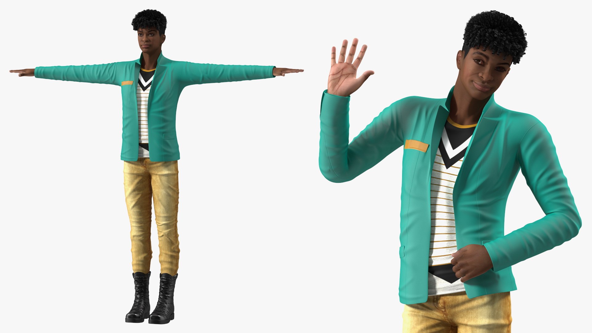 Light Skin Teenager Fashionable Style Rigged for Modo 3D model preview
