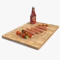 BBQ Sausages And Vegetable Skewer
