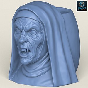 3D Horror Nun Face Decorative Vase Print Ready 3D Model