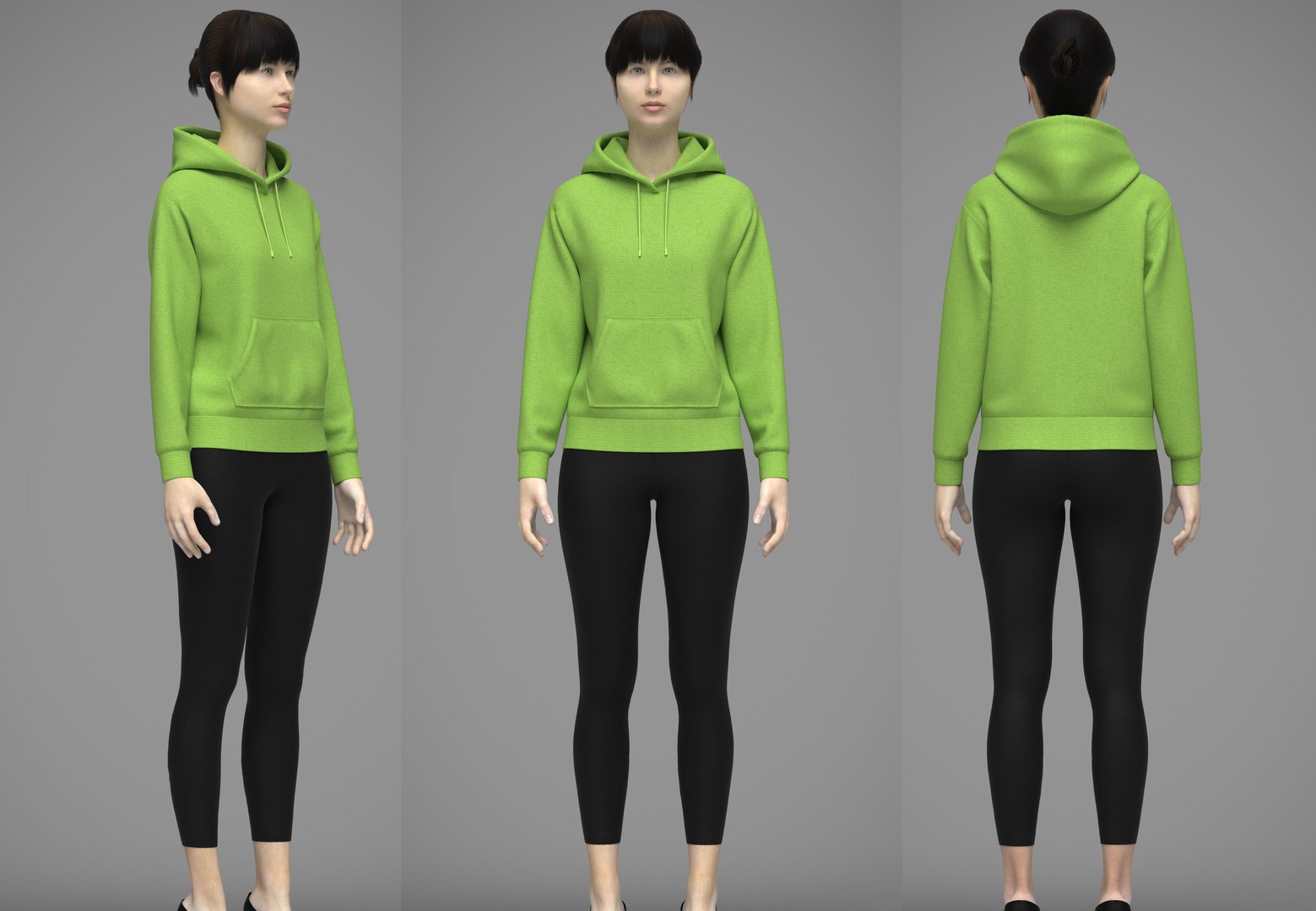 Women Drop Shoulder Hoodie and Legging 3D model - TurboSquid 2019220