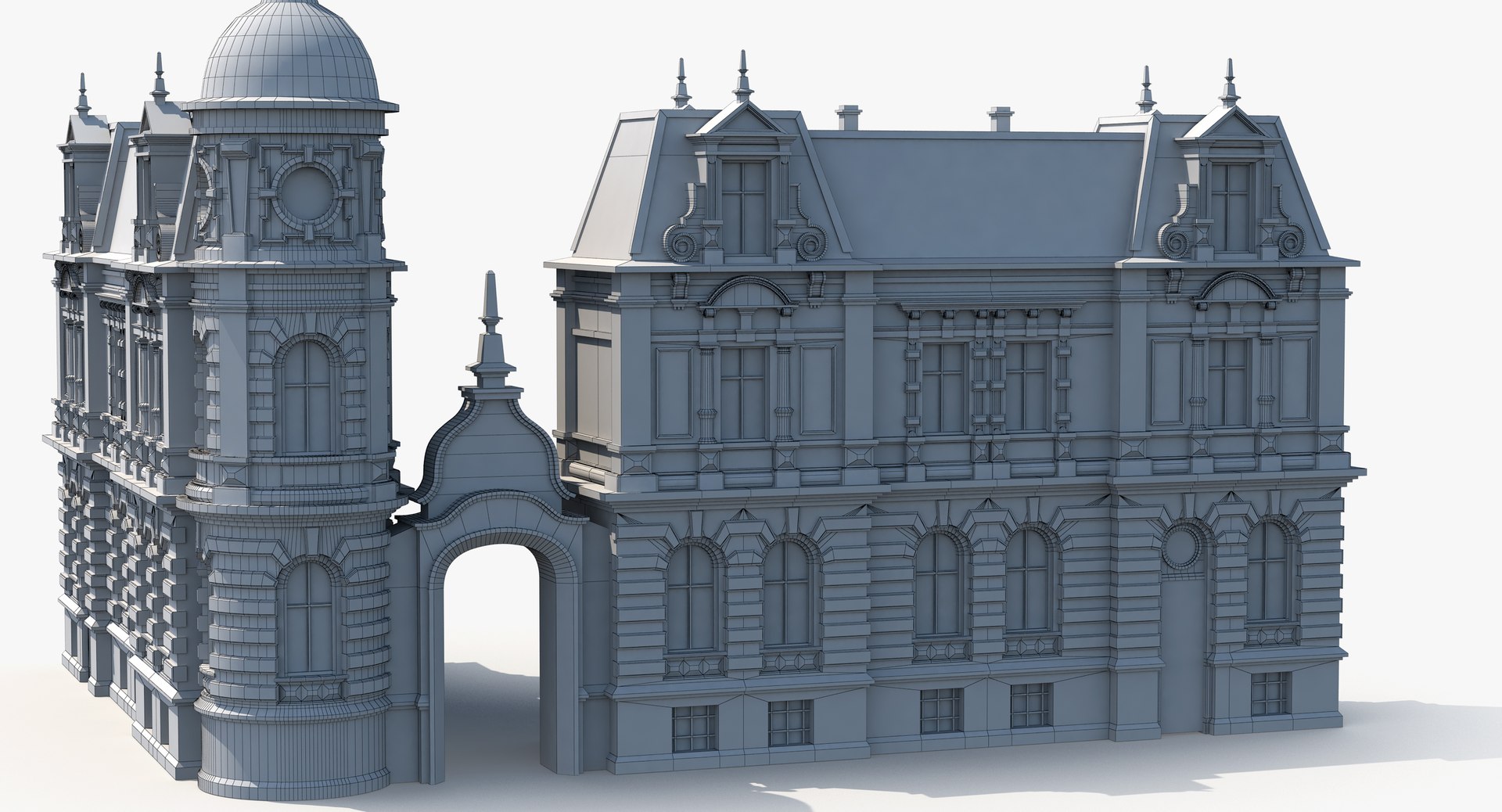 3d model old european house