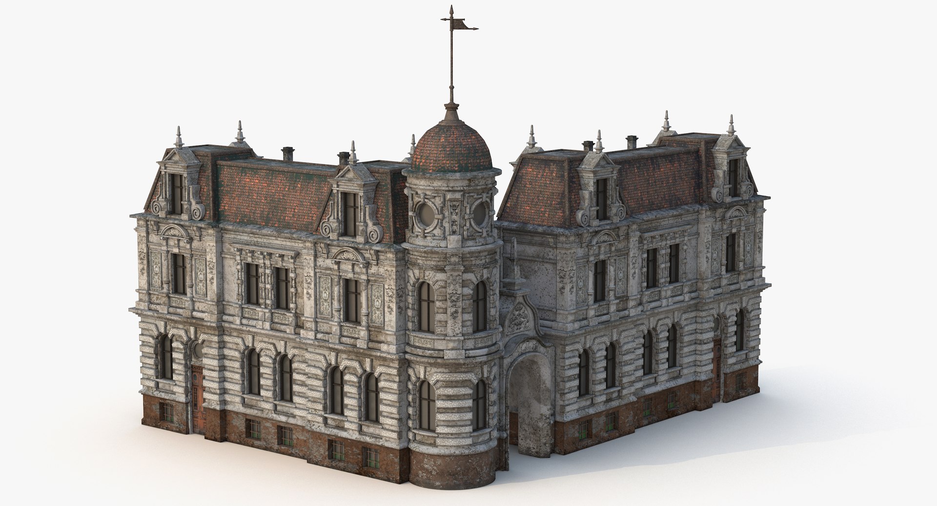 3d model old european house