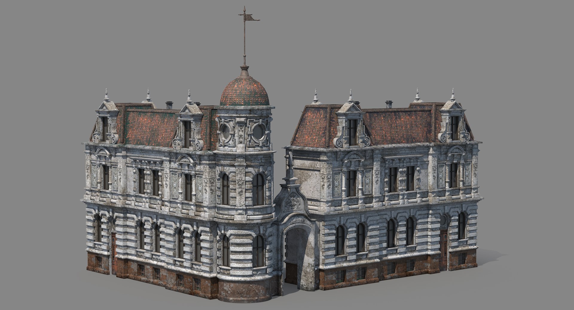 3d model old european house