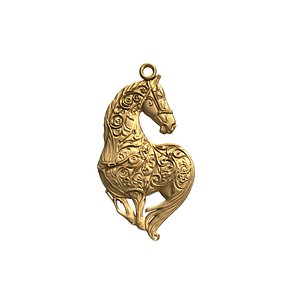 Horse head pendant-01 3D print model 3D