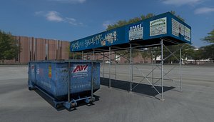3d construction scaffolding dumpster