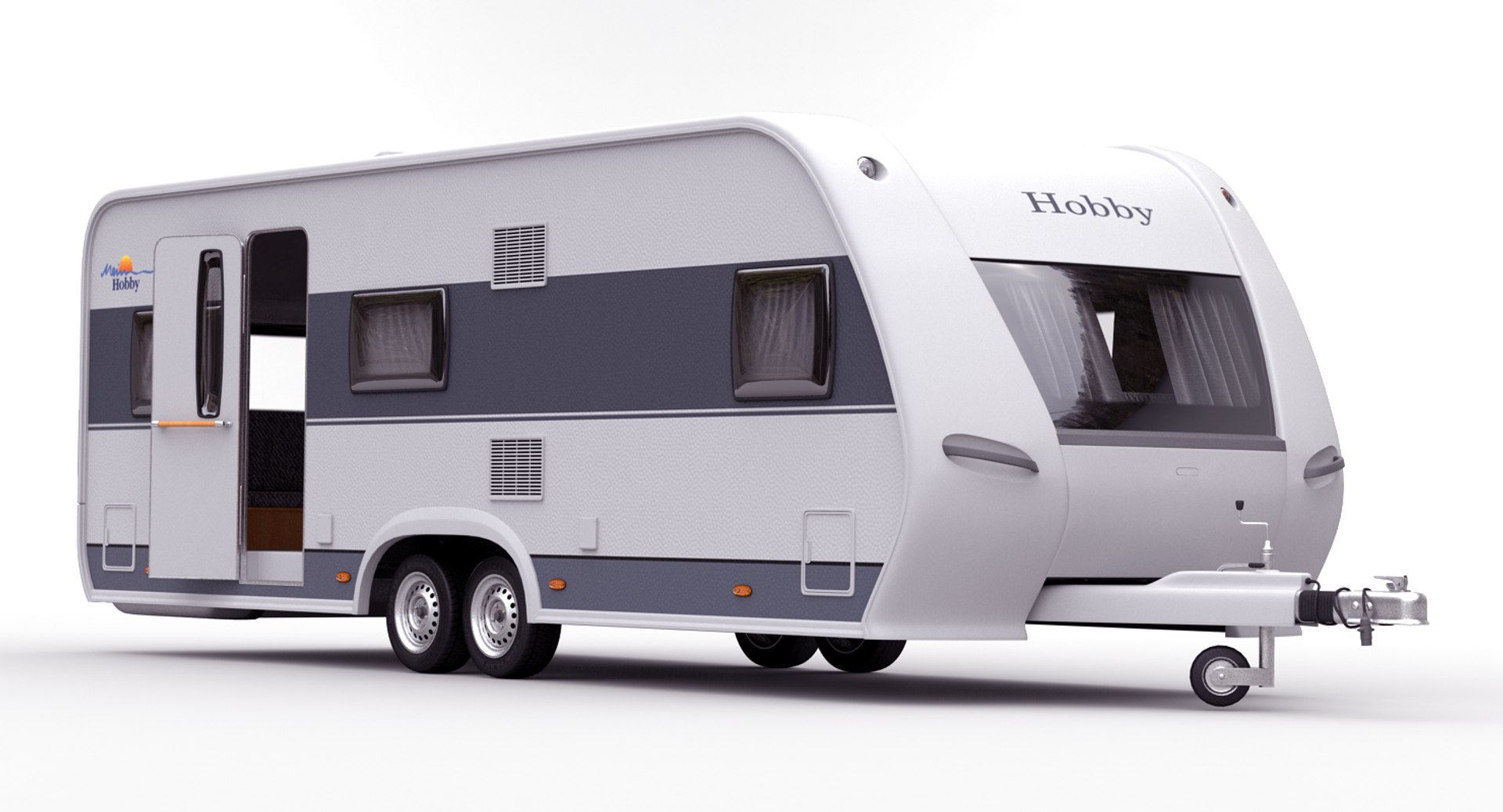 Hobby Caravan Prestige Rigged 3D model preview