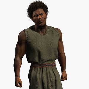 Realistic Strong African Male Slave Worker  Character