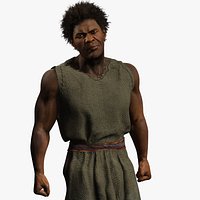 Realistic Strong African Male Slave Worker  Character