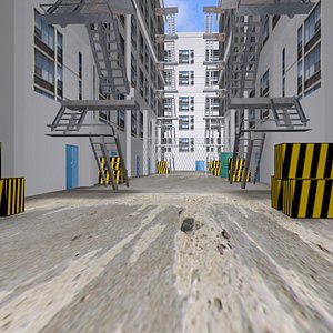 low poly alley model