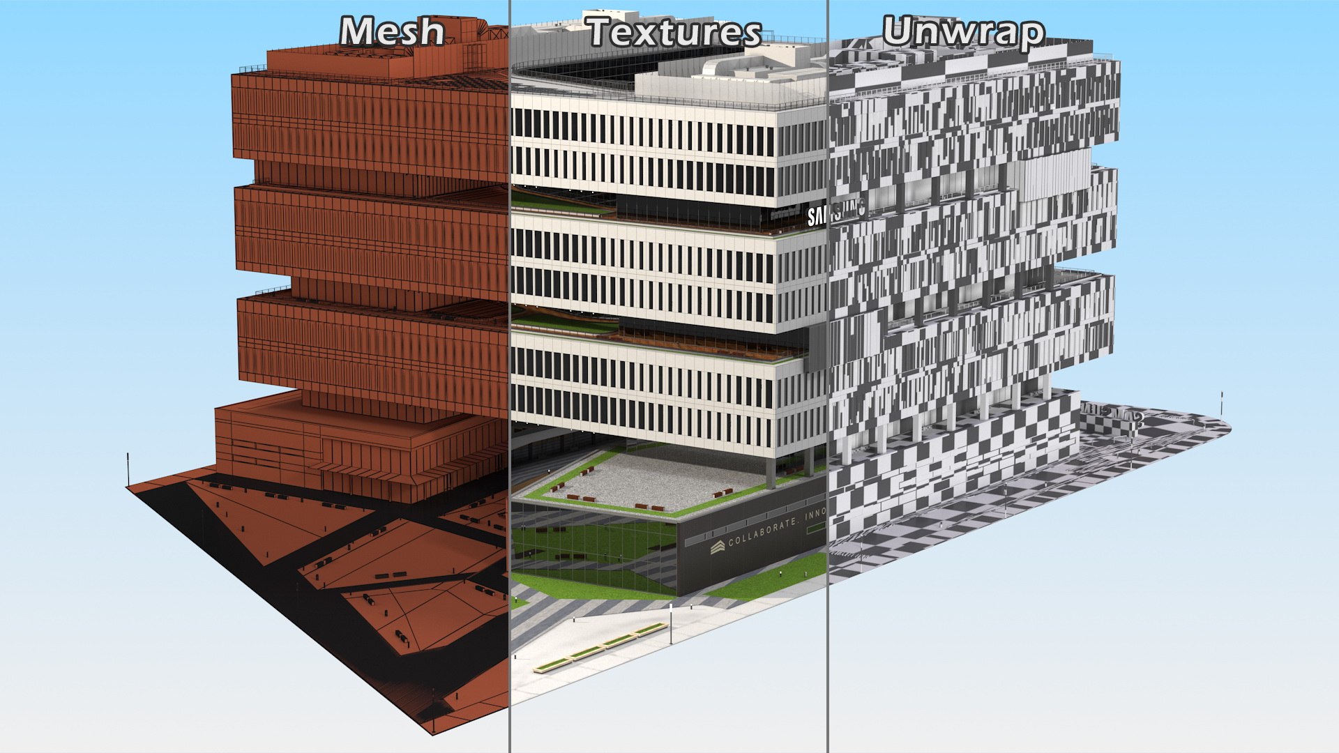 3D Samsung Campus model https://p.turbosquid.com/ts-thumb/zE/FVyLI4/eM/samsungcampus3dmodel031/jpg/1626882943/1920x1080/fit_q87/59697b2f5911519fce99d58594c123ea6dea440f/samsungcampus3dmodel031.jpg