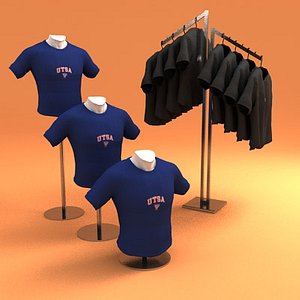 3d hanging t-shirts mannequins rack
