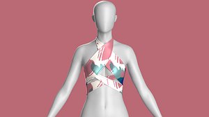 3D Women Cross Strap Crop Top model