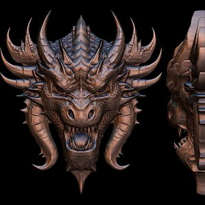 Dragon Head Relief No3 3D print model 3D model