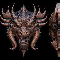 Dragon Head Relief No3 3D print model