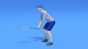 3D kid playing tennis racket model