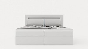 Modena Bed Package 180x200 Co Storage Led Headboard White 3D model