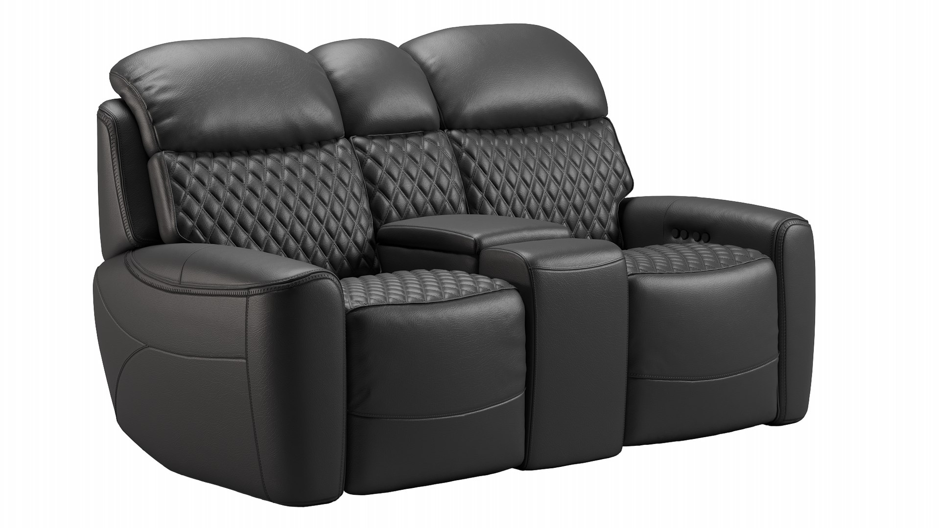 Black Leather Power Loveseat 3D Model TurboSquid 1963127