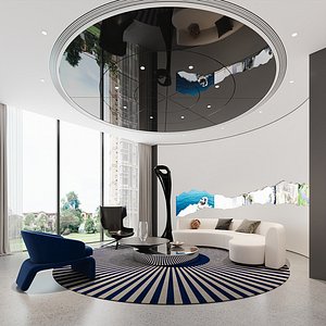 Modern Light-Luxury Living Lounge 3D