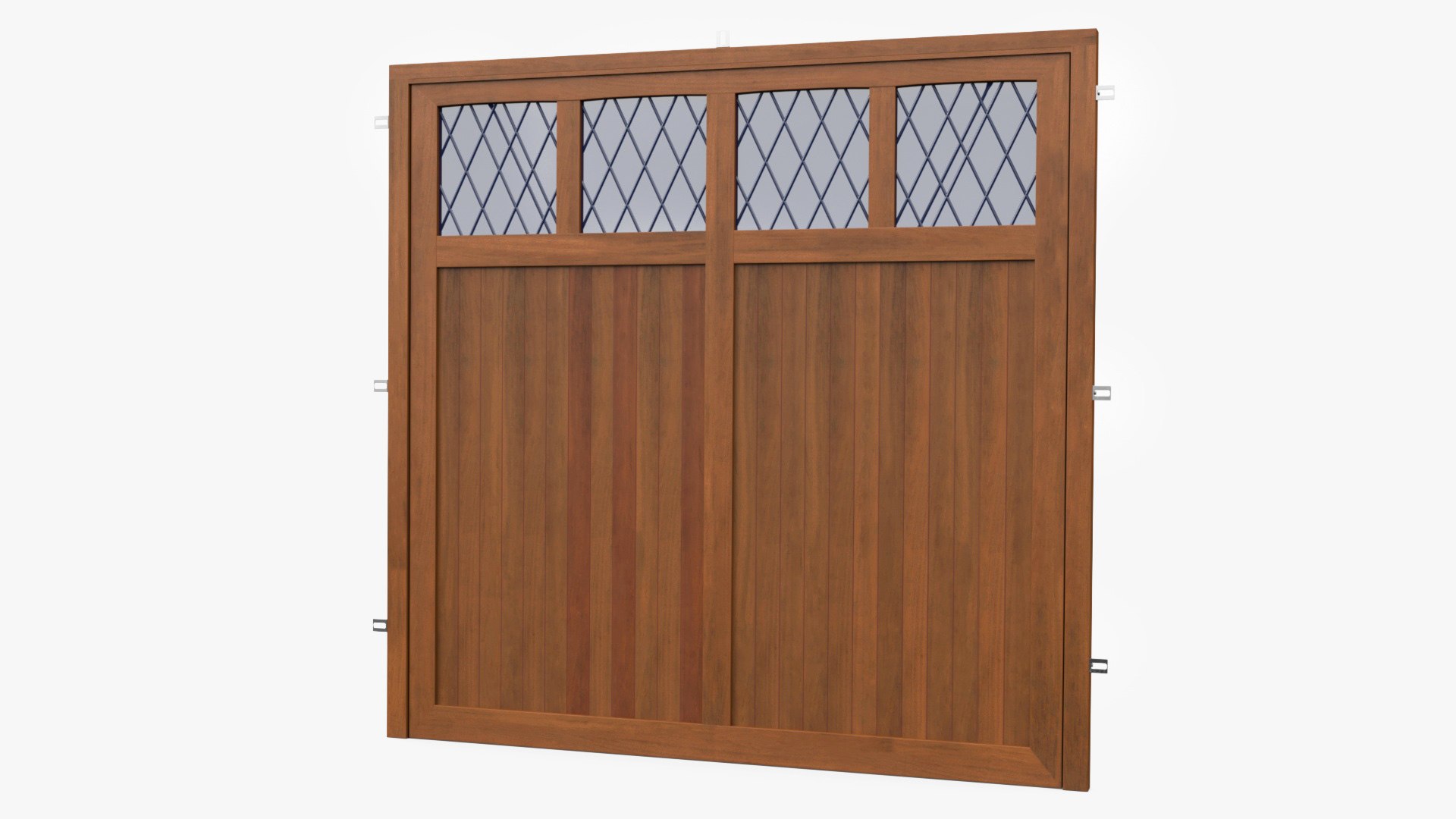 Wooden Swing Garage Door with Windows 3D model preview