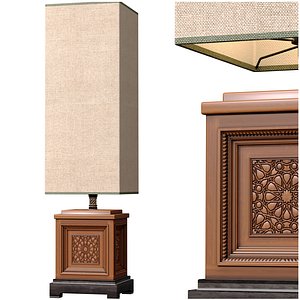 High Wood Arabic Oriental Nightstand buffet Table Lamp 3D model 3D