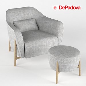 3d model armchair pouf philippe