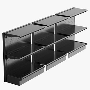 3D Single sided 54 Solid Shelf Fence and Hooks model