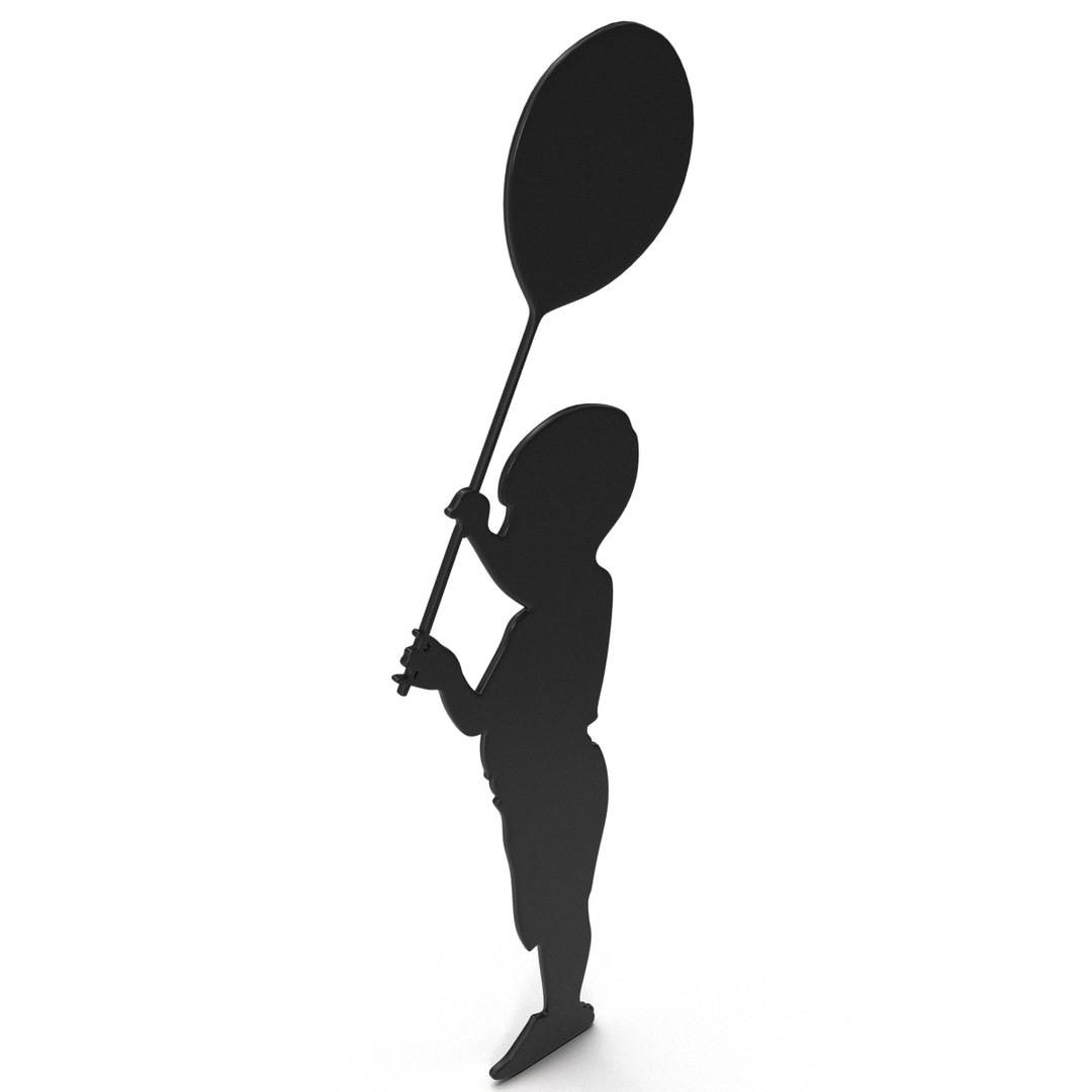 Child Balloon Silhouette 3d Model