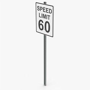 Road Sign Speed Limit 60 3D model