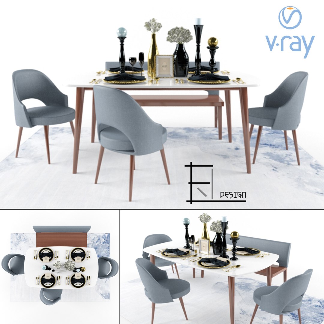 Modern Luxury Dining Set 3D Model - TurboSquid 1237646