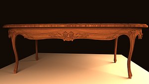 Rococo Carved Wooden Dining Table 3D model