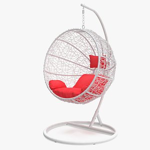 Swing Ball Eliott Wicker Chair with Stand White