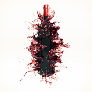 3D wine splash bottle 1