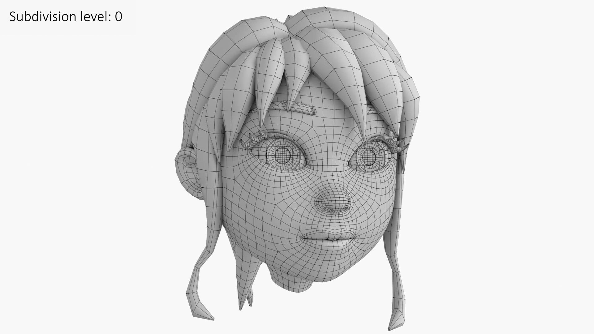 Lovely Cartoon Girls Head 3D Model - TurboSquid 1568824