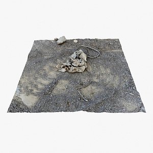 3D Gravel Ground Trash 01 - 3D photogrammetry model scan of gravel and sand area with various trash