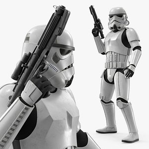 Star Wars Imperial Stormtrooper Raised Blaster Combat Pose Dirty 3D model