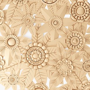 Art Deco Floral Relief 3D model