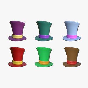 3D model 06 Top Hats Cartoon Colors - Character Fashion Design