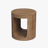 RH Oslo Open Teak Round Side Table