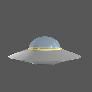 Flying saucer UFO cartoon simple High and Low Poly