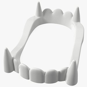 Plastic Vampire Teeth White Rigged