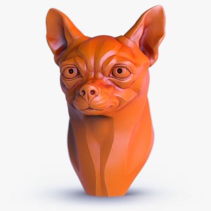 Chihuahua Head Dog Sculpture Bust 3D