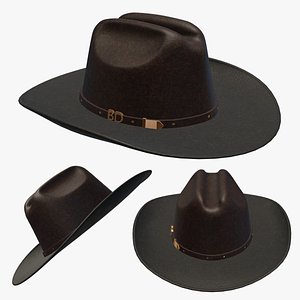 3D Western Leather Cowboy Hat model