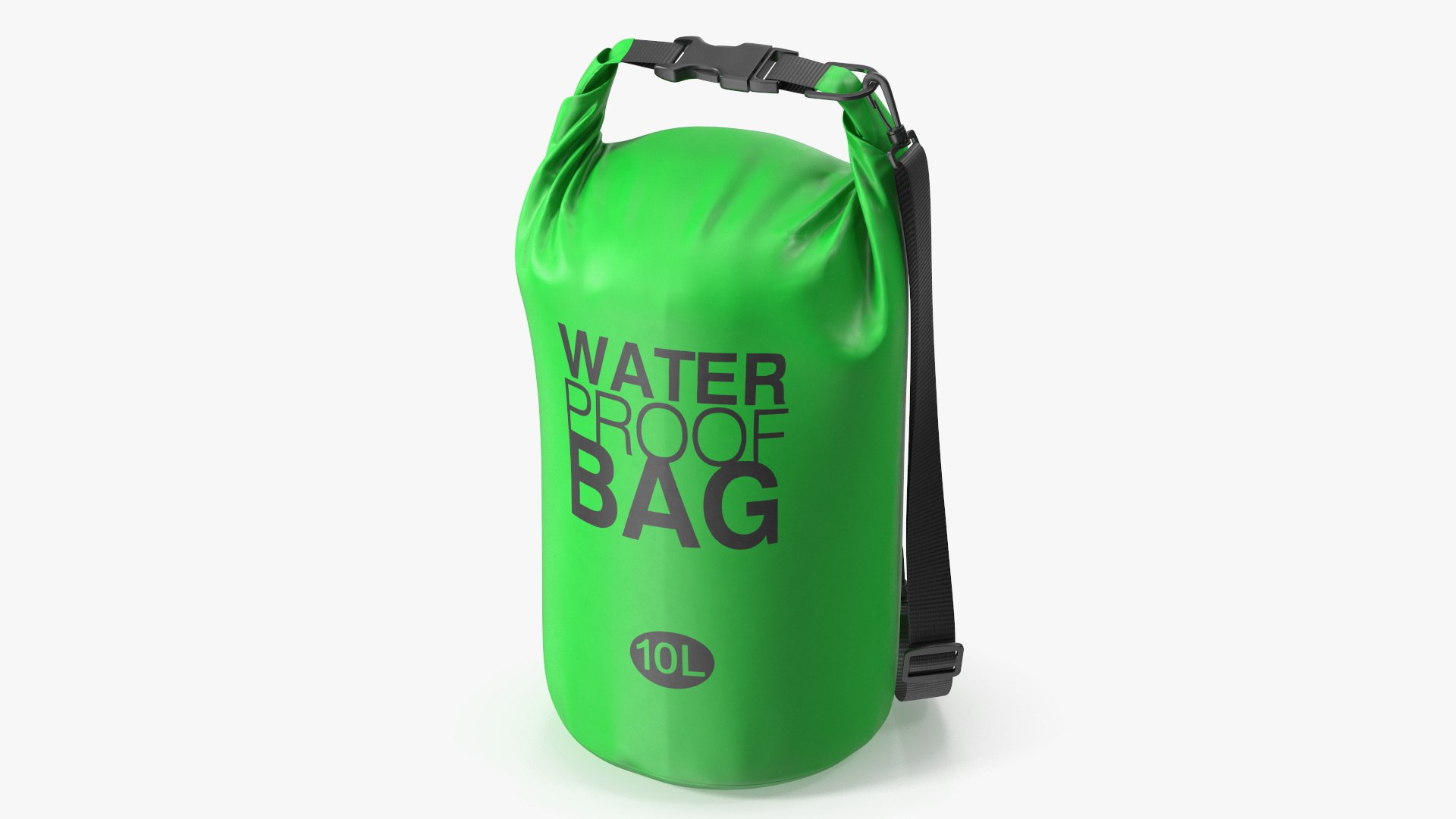 Floating Waterproof Dry Bag 10L Standing Green 3D model preview
