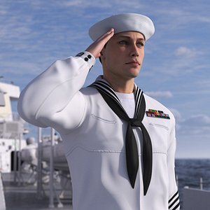 US Navy Sailor Salutes 3D model