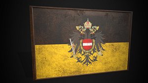 Old Picture Frame With Austrian Empire Flag - Game Ready PBR Low-poly 3D model
