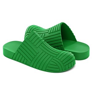 Bottega Veneta Slider Rubber Sandals 3D
