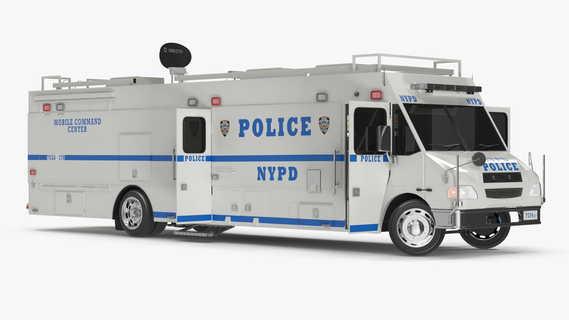 NYPD ASPCA Mobile Command Center Illuminated Rigged for Cinema 4D 3D model preview