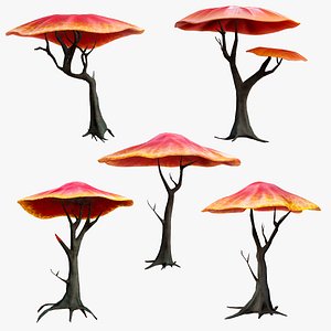 Alien Vegetation - Mushroom Trees X5 Package PBR model
